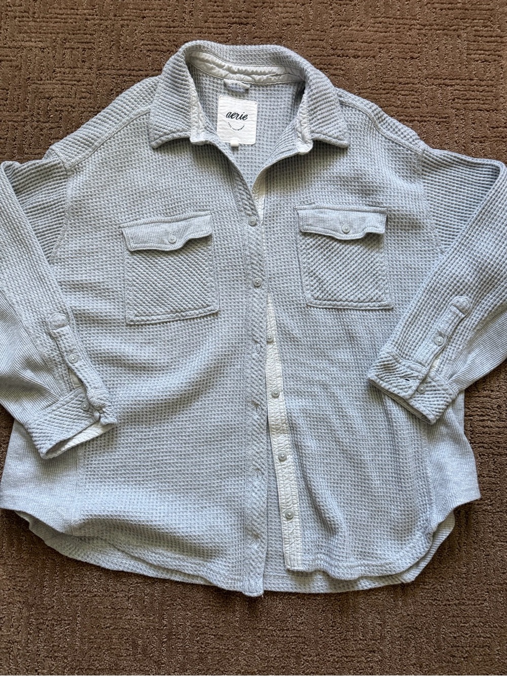 Aerie Light grey Waffle Button-Up - Picture 2 of 4